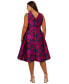 ფოტო #2 პროდუქტის Plus Size Floral Jacquard High-Low-Hem Dress