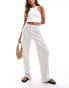 Фото #1 товара Hollister linen cargo trouser in beige stripe