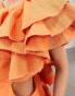 Фото #8 товара ASOS EDITION premium raw edge one shoulder ruffle maxi dress in orange