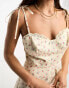 The Frolic cami playsuit with lace hem cup detail in vintage floral