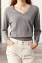 Plain knit v-neck sweater