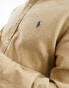 Фото #2 товара Polo Ralph Lauren icon logo slim fit garment dyed oxford shirt in tan