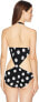 Norma Kamali 256918 Women's Quarter Dot One Piece Swimsuit Black Size Small