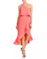 Aqua Crepe Flounce Cocktail Dress in Coral Size 10