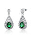 Фото #2 товара Sterling Silver Clear and Green Cubic Zirconia Accent Drop Earrings