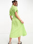 Monki – Midi-Hemdblusenkleid in Grün mit Bindegürtel