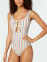 Фото #1 товара Kate Spade New York 266852 Women's Stripe Tie Front One Piece Swimsuit Size S