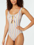 Kate Spade New York 266852 Women's Stripe Tie Front One Piece Swimsuit Size S