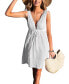 ფოტო #1 პროდუქტის Women's White Tassel Eyelet Cover-up Beach Dress