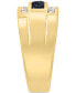 EFFY® Men's Sapphire (5/8 ct. t.w.) & White Sapphire (1-3/8 ct. t.w.) Three Row Ring in 10k Yellow Gold