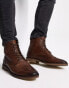 ASOS DESIGN brogue boots in tan leather with natural sole