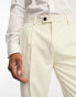 Devils Advocate slim fit pleated cream tux trouser