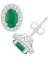 ფოტო #2 პროდუქტის Emerald (1 ct. t.w.) & Diamond (1/6 ct. t.w.) Halo Stud Earrings in Sterling Silver (Also in Ruby & Sapphire)