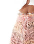 Monki crochet knitted shorts with tie waist in pink and orange ombre