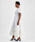 Фото #2 товара Women's Cotton Embroidered Midi Dress, Created for Macy's