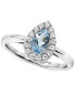 ფოტო #1 პროდუქტის Aquamarine (3/4 ct. t.w.) & Diamond (1/5 ct. t.w.) Pear Halo Ring in 14k White Gold