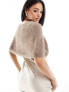 Фото #7 товара NA-KD fuzzy knit buttoned cape in beige