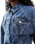 HUGO Red tie waist denim jacket in mid wash