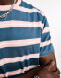 ASOS DESIGN relaxed t-shirt in teal & pink stripe