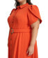 Фото #6 товара Plus Size Tulip-Sleeve Belted Shirtdress