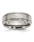 Titanium Polished and Hammered Grooved Edge Wedding Band Ring