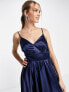 Little Mistress pleated maxi dress in navy