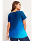 ფოტო #2 პროდუქტის Plus Size June + Vie V-Neck Ombre Tee