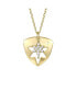 Фото #1 товара 14k Gold Plated with Cubic Zirconia Laser-Cut 6-Pointed Star Triangle Shield Double Pendant Charm Necklace