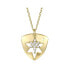 14k Gold Plated with Cubic Zirconia Laser-Cut 6-Pointed Star Triangle Shield Double Pendant Charm Necklace