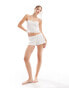 Dorina pointelle camisole with pink rosebud detail in ivory