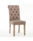 Natalie Roll Top Tufted Linen Fabric Modern Dining Chair, Set of 2