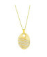 ფოტო #1 პროდუქტის Gold Plated Over Sterling Silver Large Oval Brushed CZ Pendant Necklace