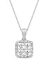 Фото #1 товара Diamond Princess Cluster Halo 20" Pendant Necklace (1 ct. t.w.) in 14k White Gold