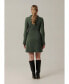 Women's Long sleeve & comfortable mini dress with pleated details near waistline, slits on sleeves