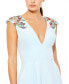 ფოტო #2 პროდუქტის Women's Beaded Cap Sleeve V Neck A Line Gown