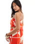 Фото #3 товара Forever New Petite bandeau scarf top co-ord in red and white print