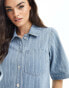 Object pinstripe mini shirt dress in light denim Helles Jeansblau, 36 - фото #3