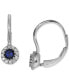 ფოტო #2 პროდუქტის Sapphire (3/8 ct. t.w.) & Diamond (1/10 ct. t.w.) Halo Leverback Drop Earrings in 14k White Gold