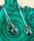 Two Toned Genuine Malachite Circle Dangle Earrings