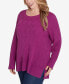 ფოტო #3 პროდუქტის Plus Size Lets Rendez-Blue Solid Long Sleeve Sweater