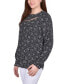 ფოტო #3 პროდუქტის Petite Long Sleeve Dobby Blouse