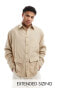 Фото #1 товара ASOS DESIGN oversized square collar shirt with cargo pockets in beige