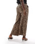 Yours wide leg pull on trousers in leopard print