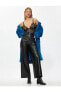 Фото #3 товара Брюки женские Koton Большой карманный мини джинсы faux leather hemline
