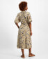 Фото #2 товара Women's Printed Split-Neck Puff-Sleeve Dress