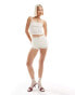 Фото #1 товара Emory Park pointelle cami crop top in off white with rose and lace detailing co-ord