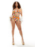 ASOS DESIGN Curve mix and match high triangle bikini top in vibrant abstract print