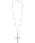 ფოტო #3 პროდუქტის Men's Diamond Cross 22" Pendant Necklace (1/2 ct. t.w.) in 14k Gold-Plated Sterling Silver