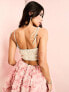 Фото #3 товара ASOS LUXE co-ord ruched 3D floral tie shoulder bralet in pink