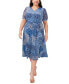 ფოტო #1 პროდუქტის Plus Size Printed Self-Tie Midi Dress